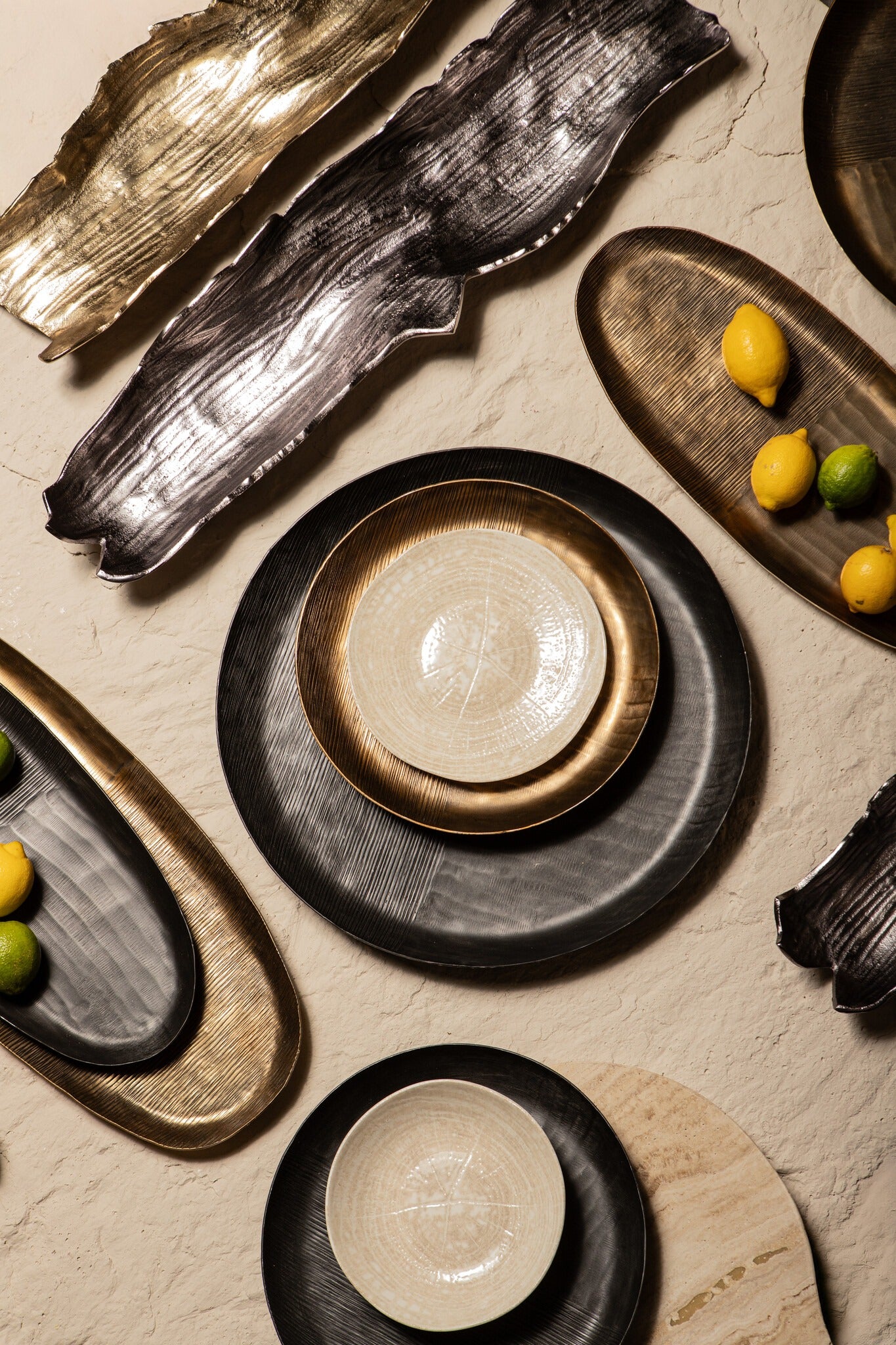 Jowad Antique Gold Alu Sheet Bowl Ribbed Oval L