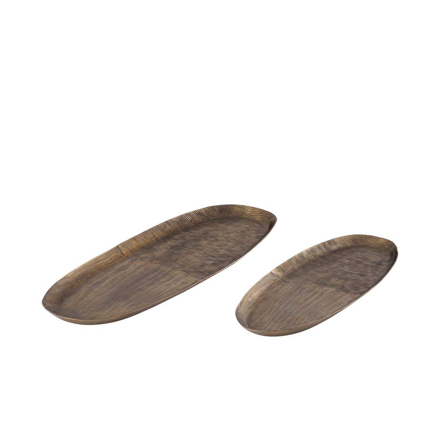 Jowad Antique Gold Alu Sheet Bowl Ribbed Oval L