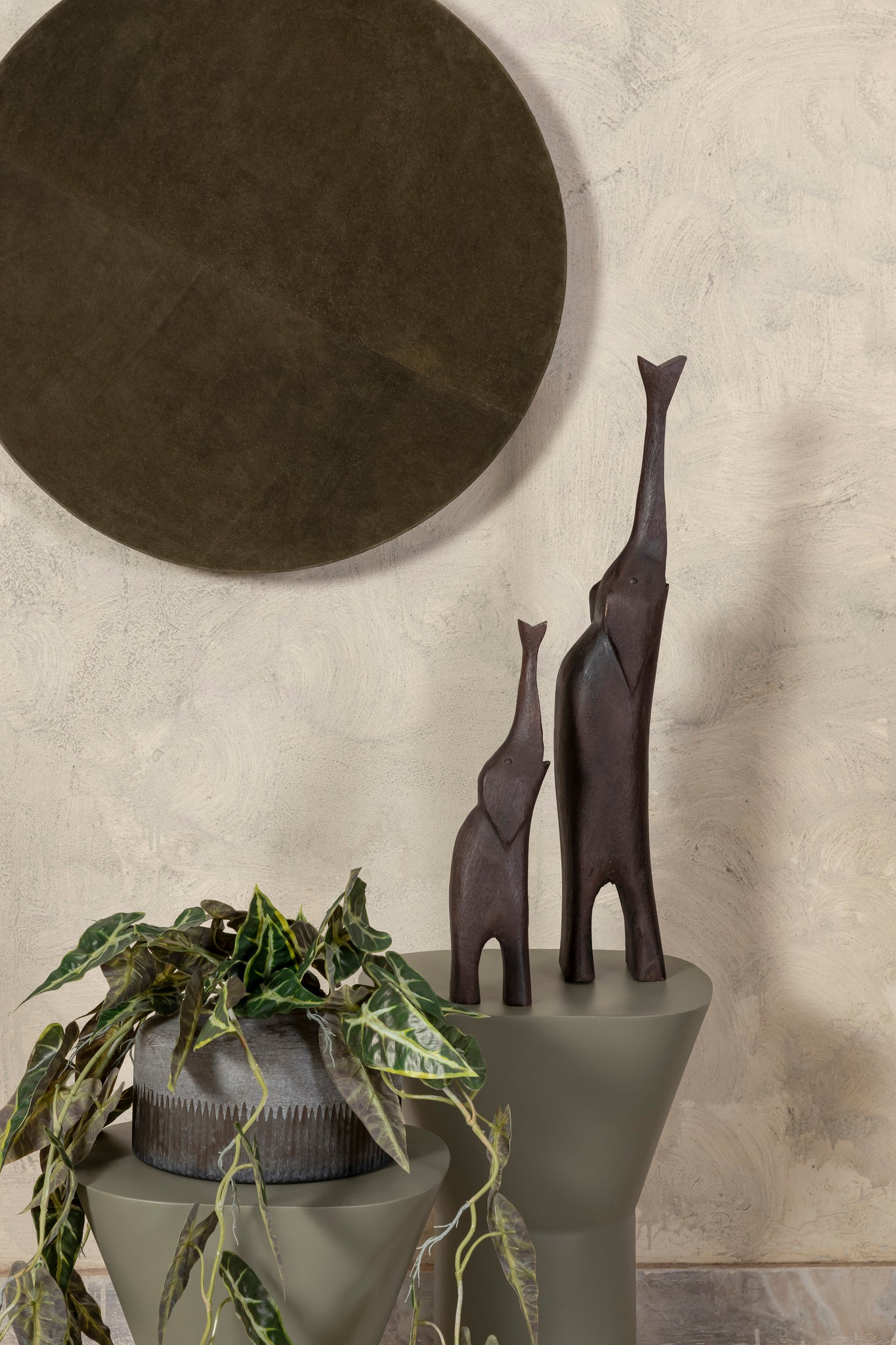 Urte Brown Mango Wood Elephant Shaped Statue S