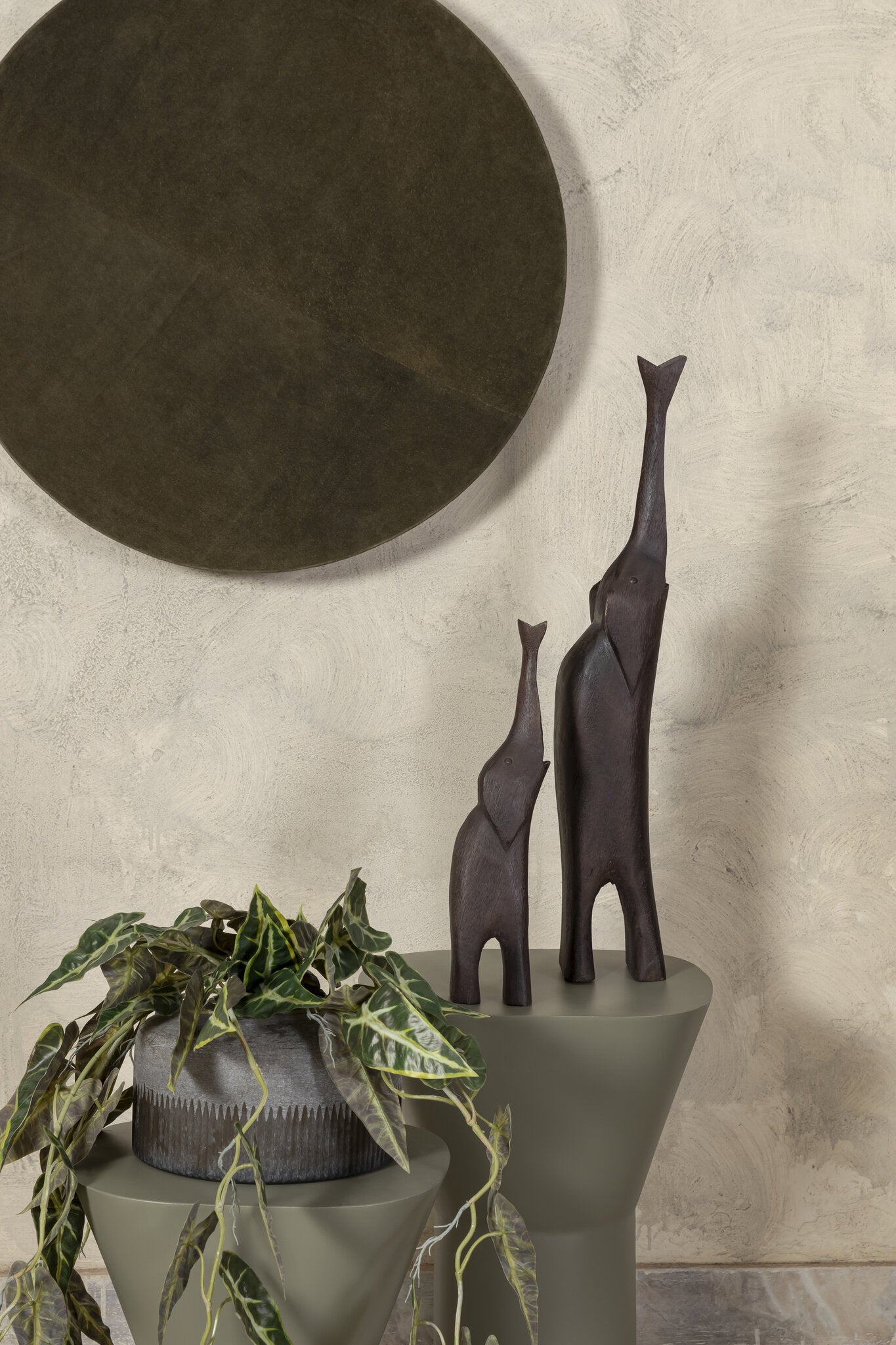Urte Brown Mango Wood Elephant Shaped Statue S