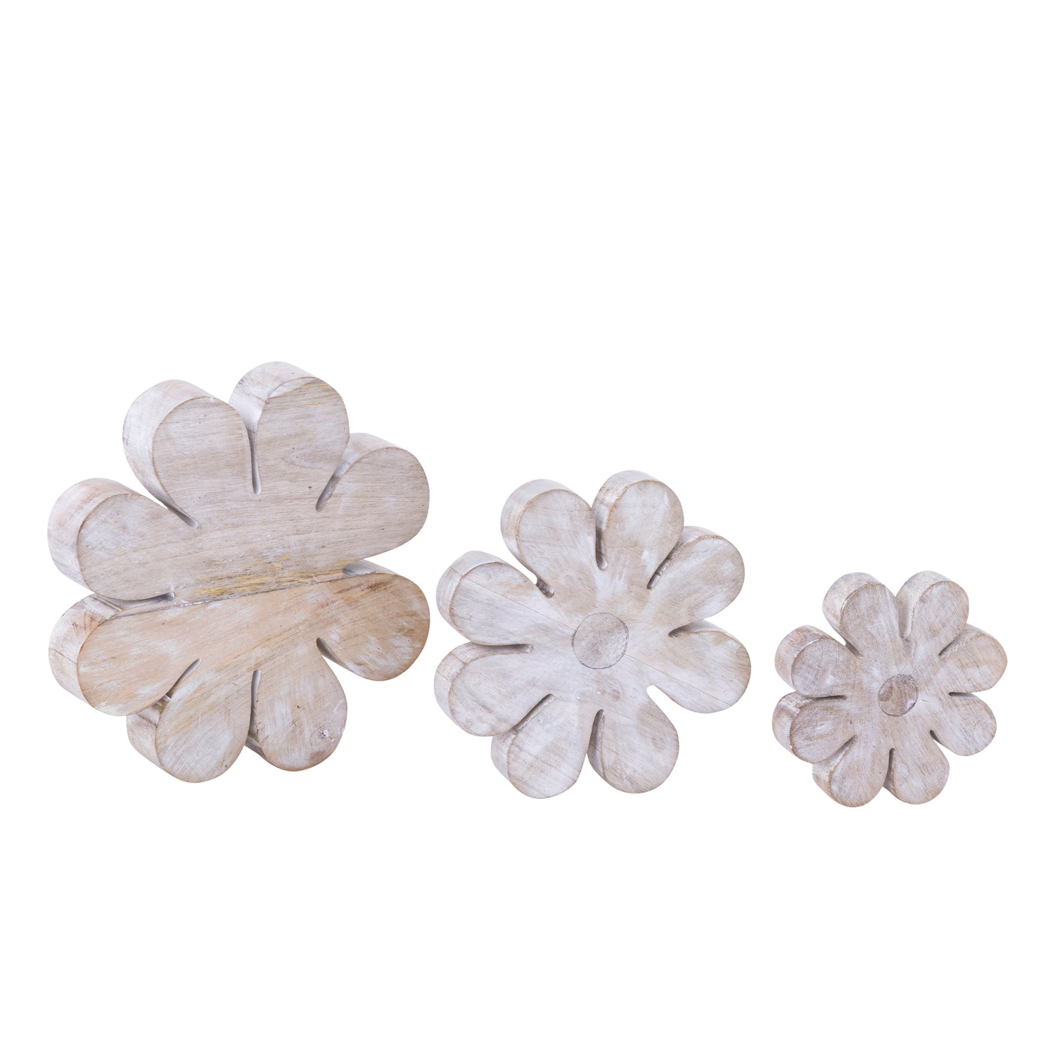 Zaniel Light Grey Mango Wood Flower Shaped StatueL