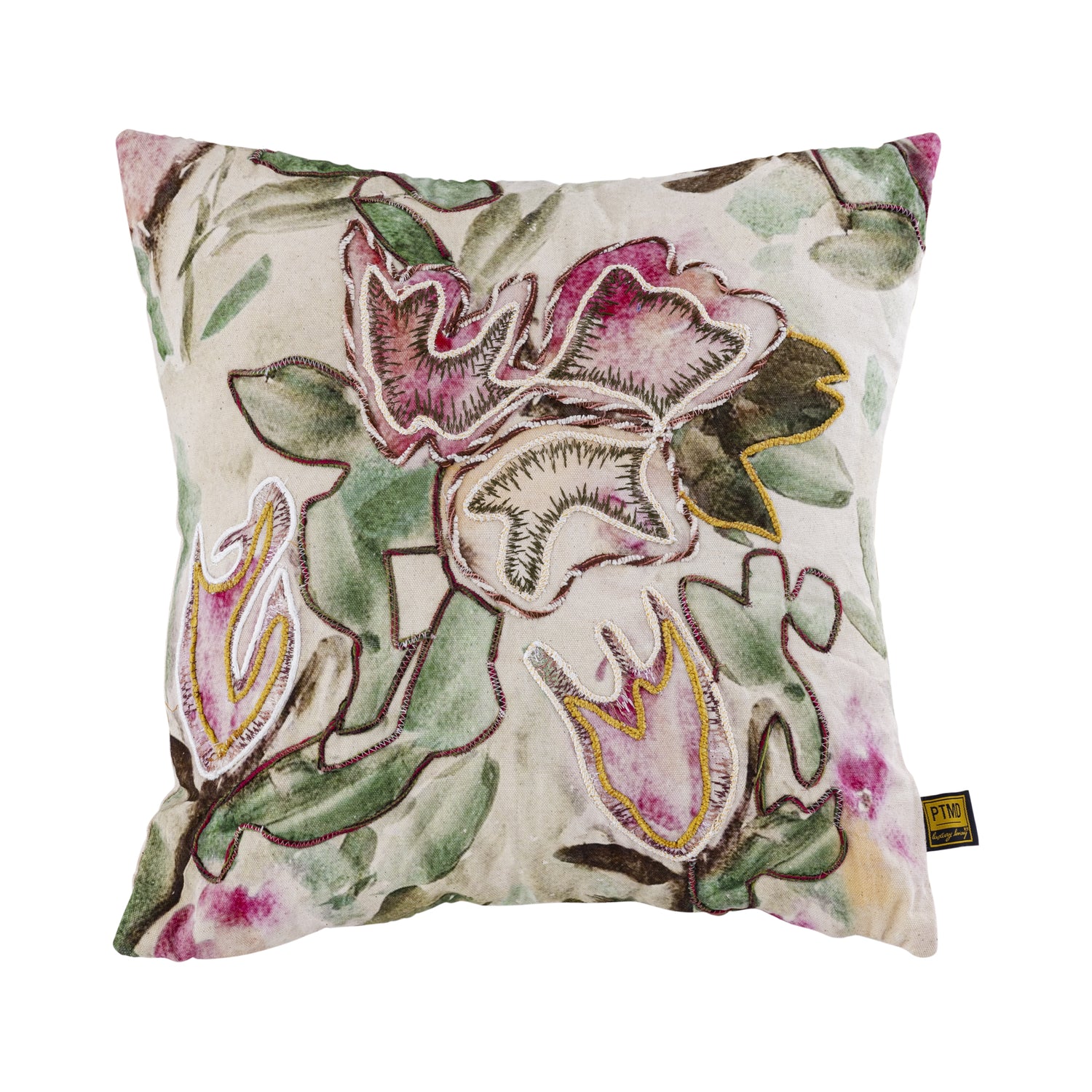 Ayumi Pink Square Cotton Cushion Abstract