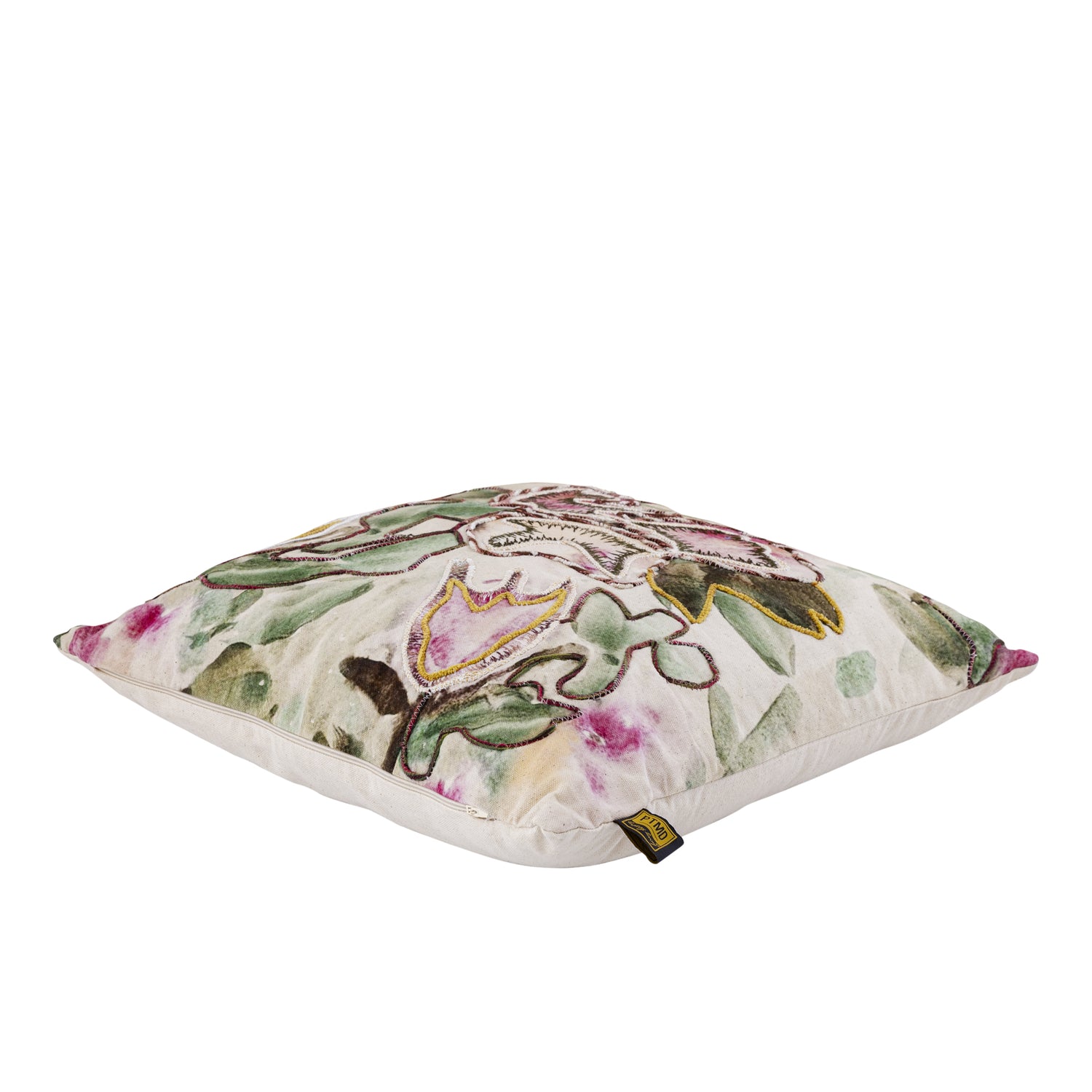 Ayumi Pink Square Cotton Cushion Abstract