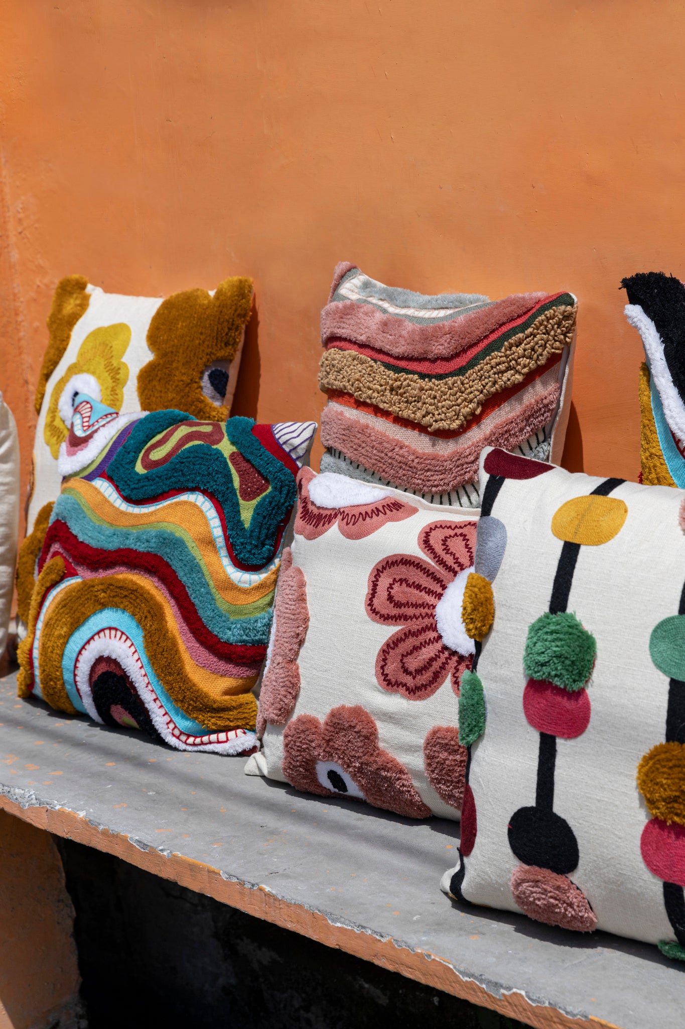 Bethanie Yellow Rect Embroidery Flower Cushion