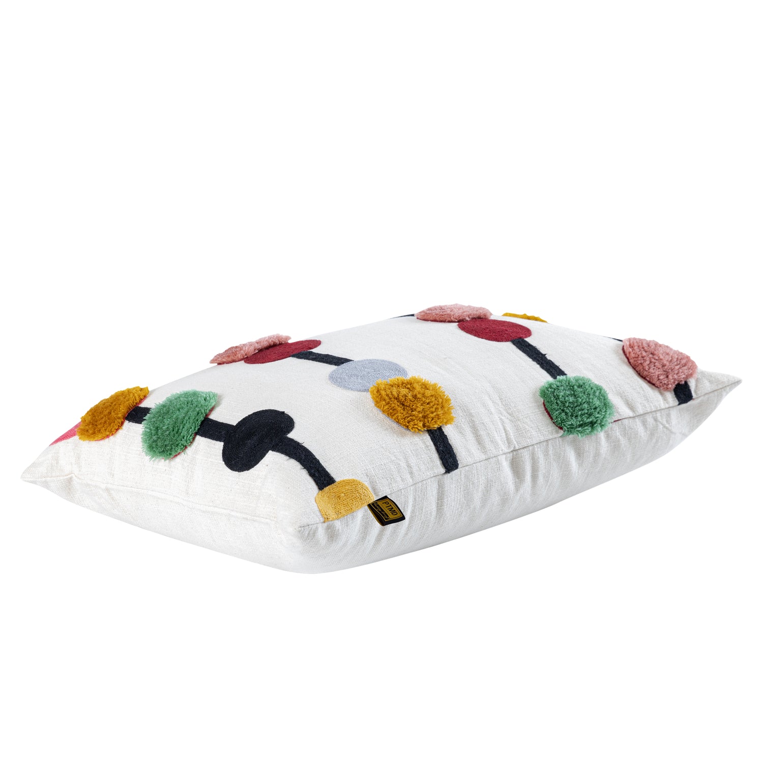 Prinay Pink Rect Embroidery Cushion With Dots