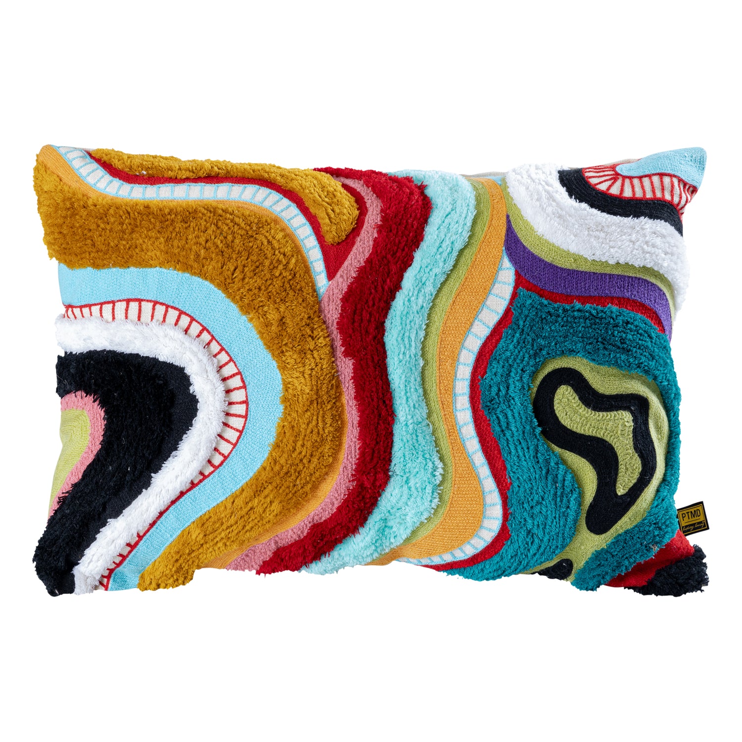 Courtneay Blue Rectangle Embroidery Cushion Lines