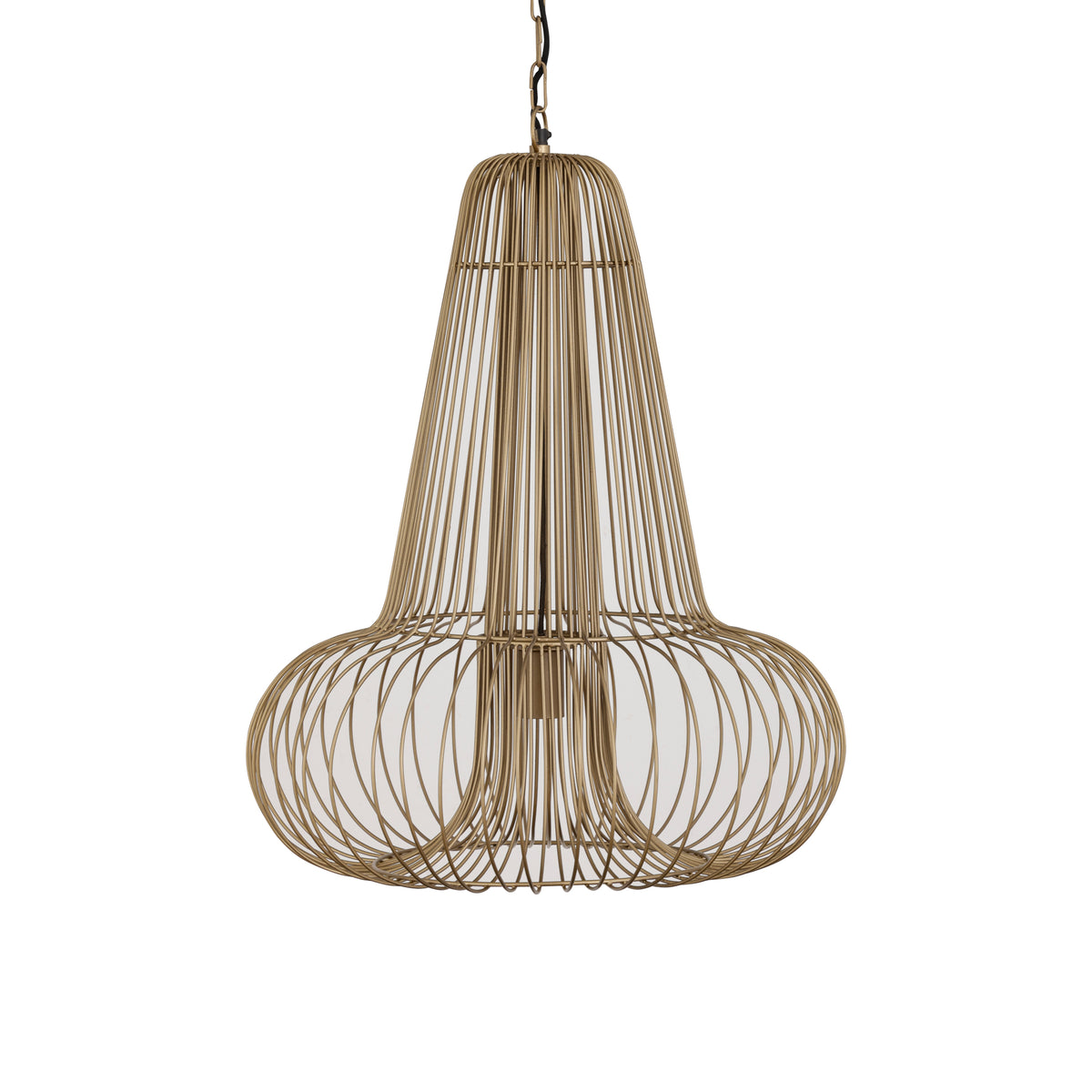 Aluesi Antique Brass Iron Wired Hanging Lamp