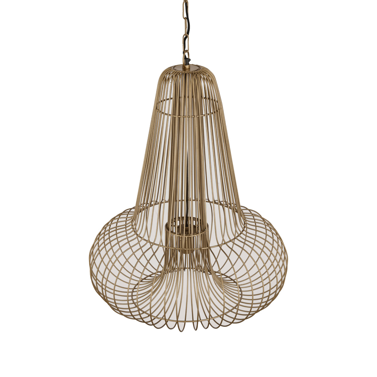 Aluesi Antique Brass Iron Wired Hanging Lamp