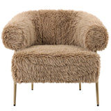 Hair Brown Fauteuil Gold Metal Base