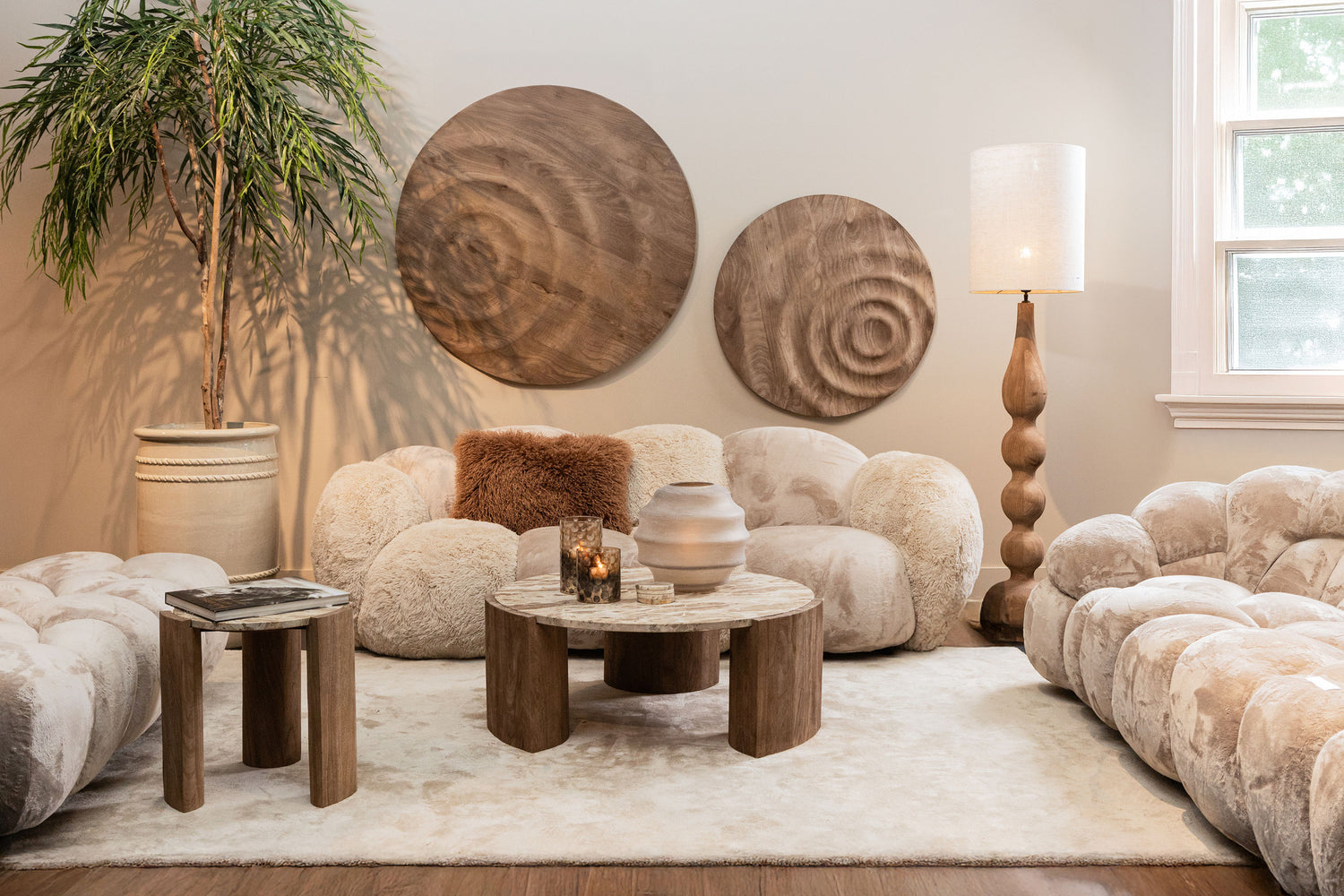 Rivvo Natural Cotton Linen Lampshade Round High