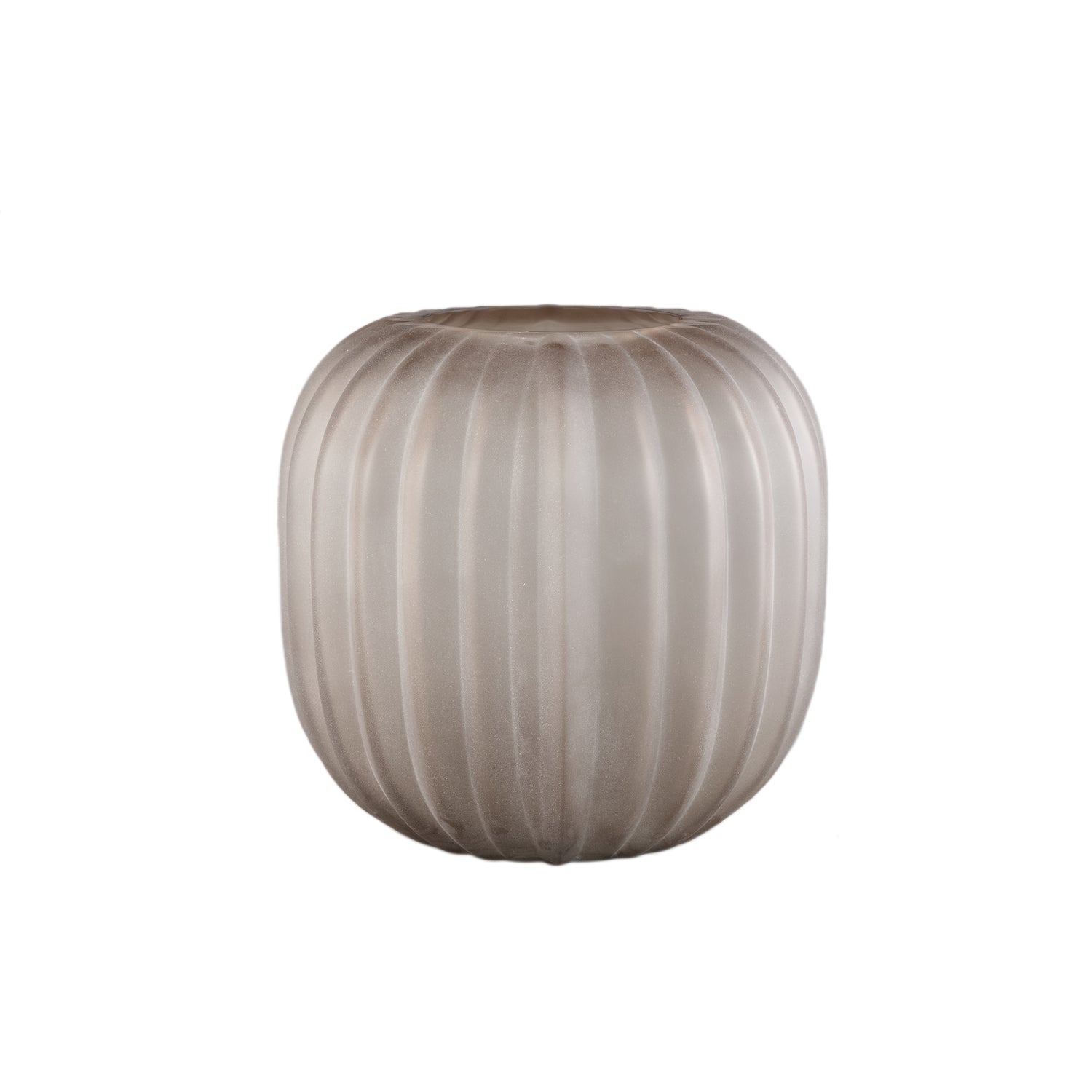 Levente Sand Carved Glass Round Vase Ribbed Low