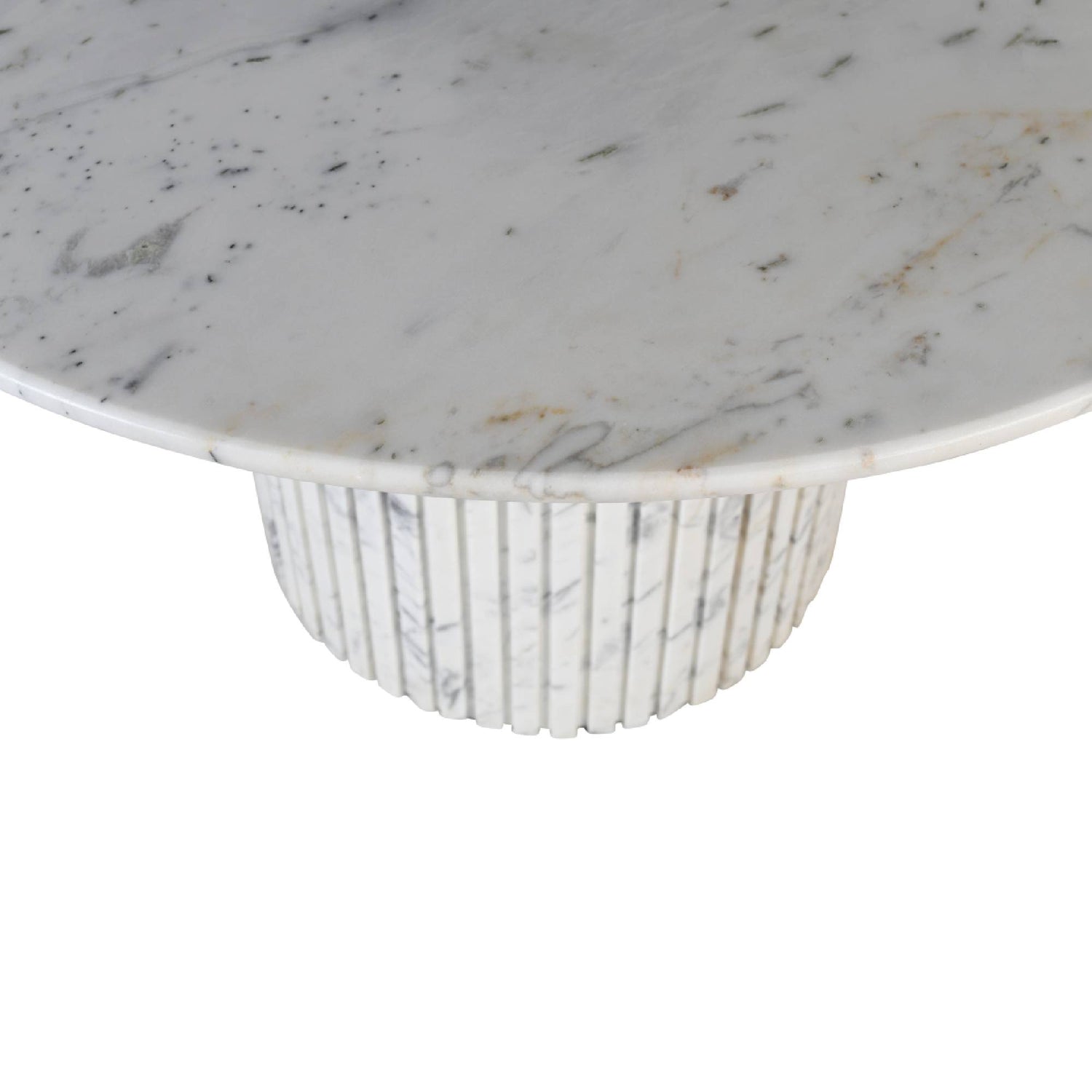 Neelim Wit Marmeren Eettafel Geribbelde Basis Rond