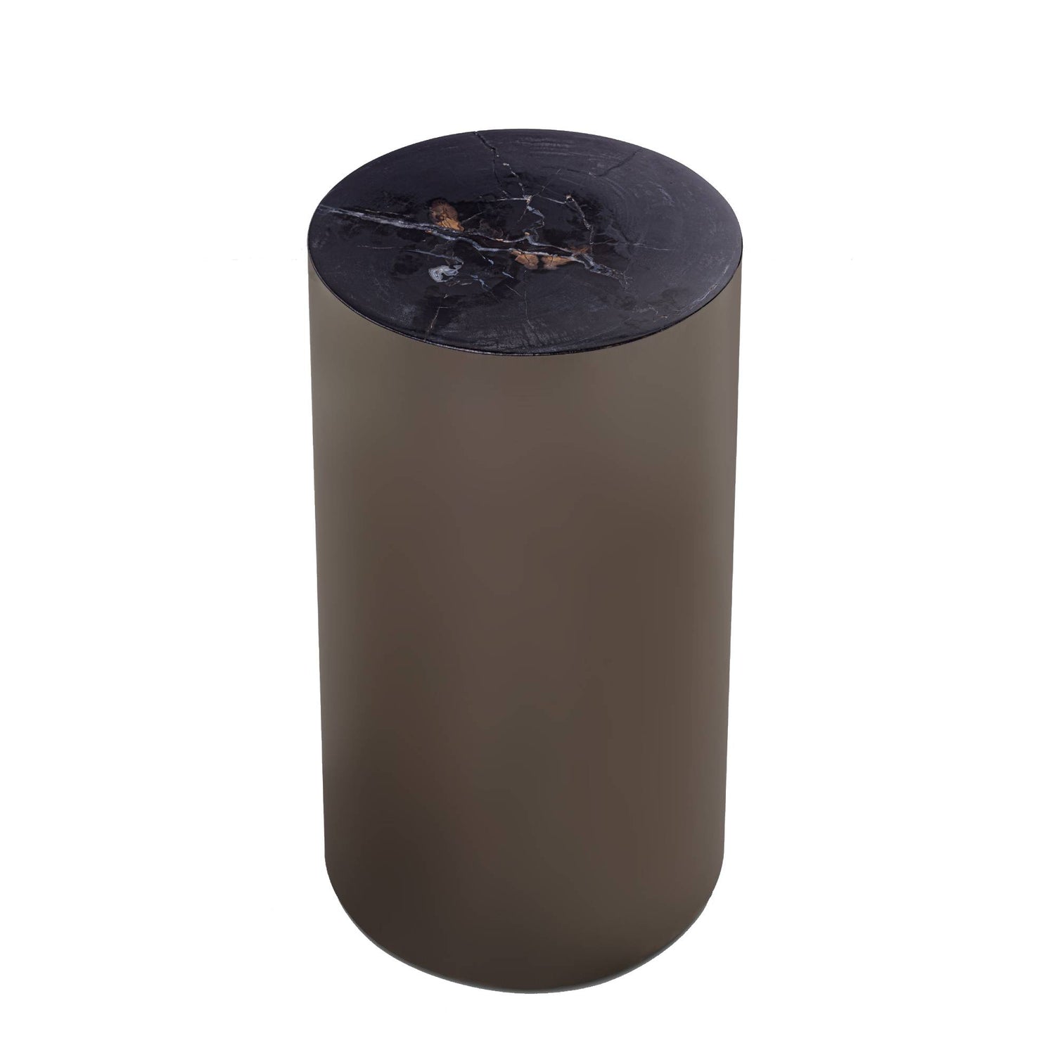 Rillix Black Petrified Wood Sidetable Nickel Round