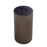 Rillix Black Petrified Wood Sidetable Nickel Round