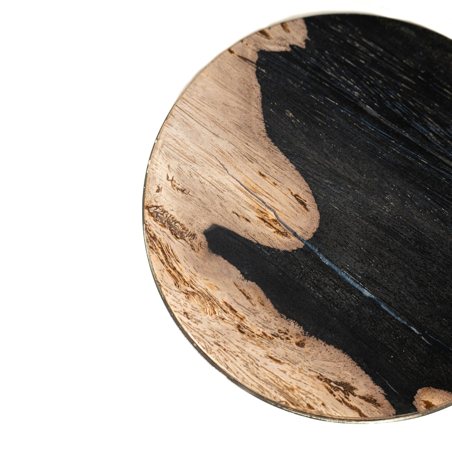Mody Black Petrified Wood Sidetable On Base Round