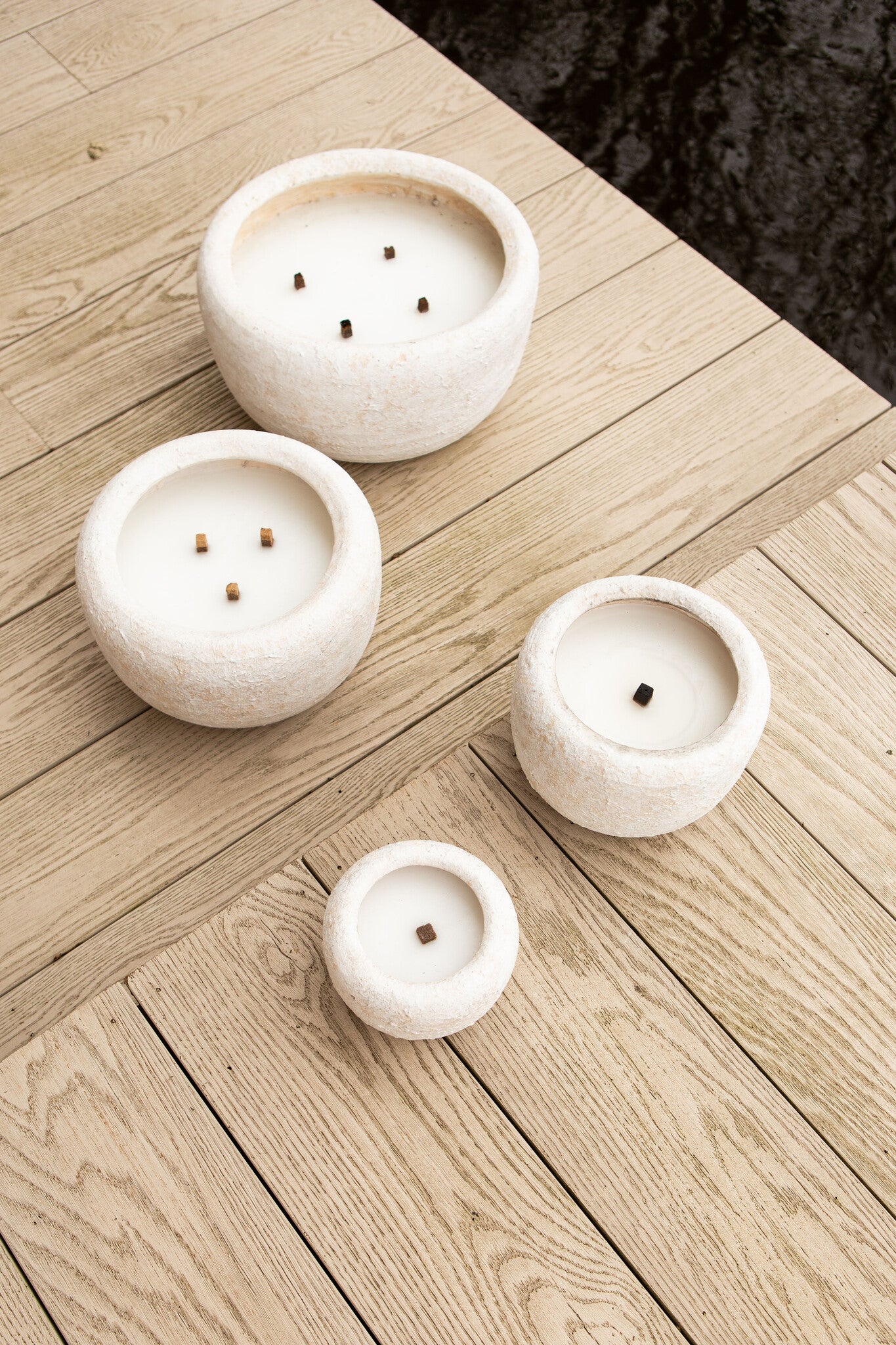 Gabor Cream Cement Outdoor Candle L