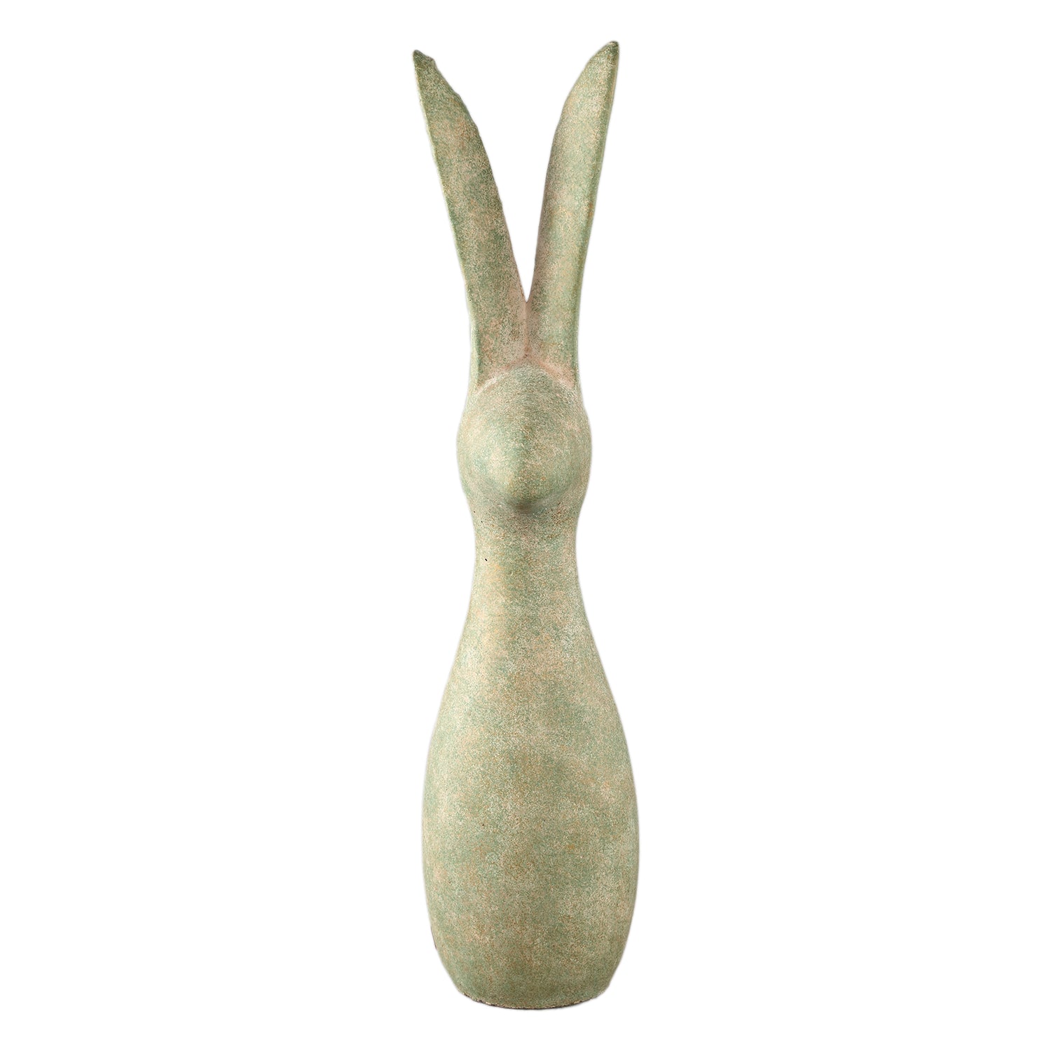 Remy Green Cement Rabbit Shaped Statue Ears Up XL