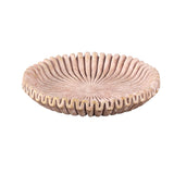 Raffay Brown Cement Round Plate Ribbed Lines L