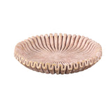 Raffay Brown Cement Round Plate Ribbed Lines L