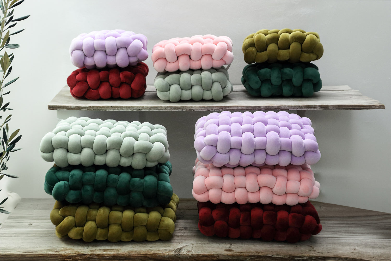 Roa Mint Green Polyester Hand Woven Cushion Rectan