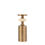 Nikolaos Brass Candleholder Travertine Round M