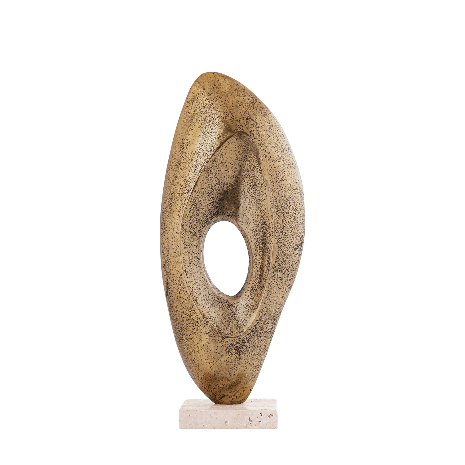 Kellaine Brass Casted Alu Statue Travertine Base