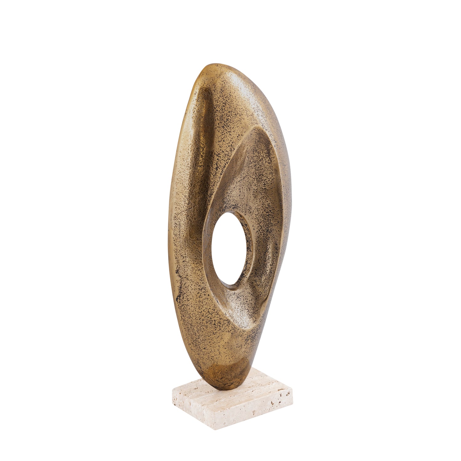 Kellaine Brass Casted Alu Statue Travertine Base