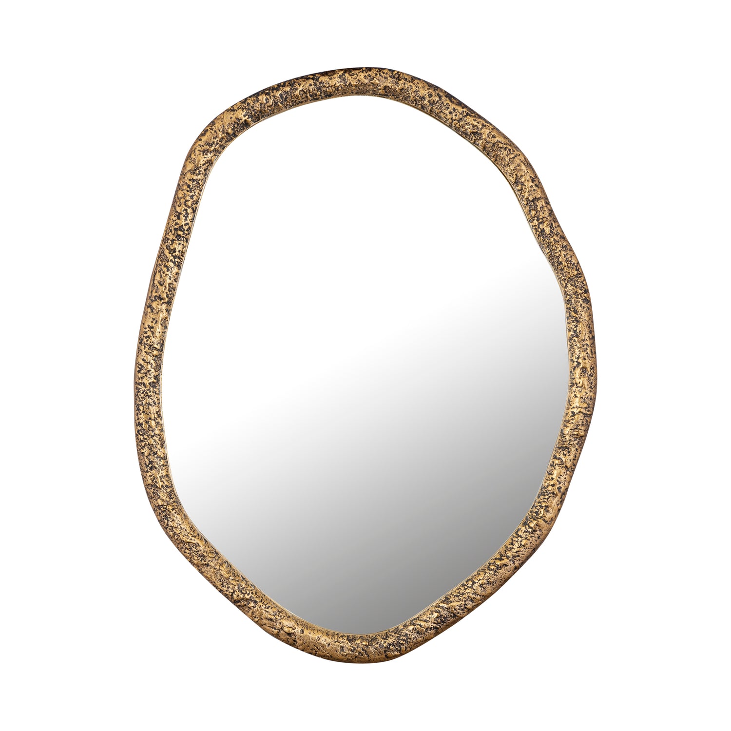 Paislie Brass Organic Shaped Mirror Round