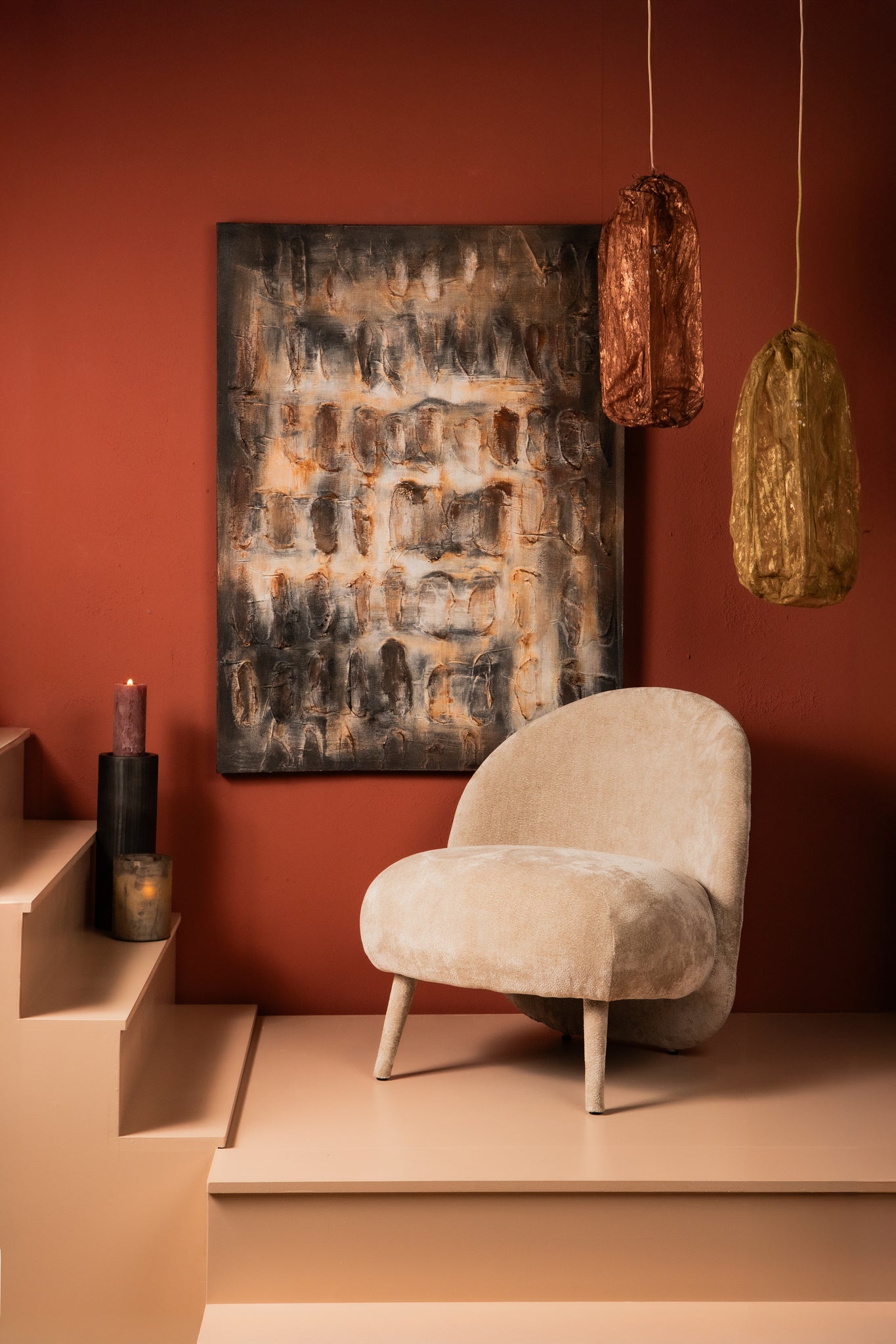 Maitia Copper Rough Looking Fabric Ceiling Lamp