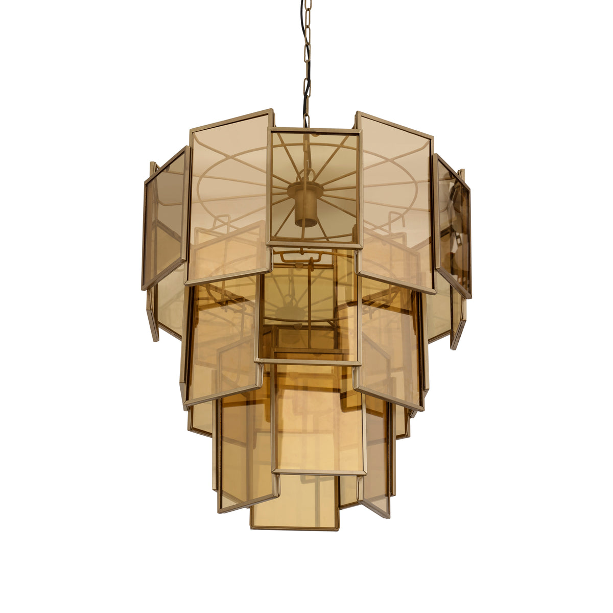 Loucas Brass Lustre Glass Hanging Lamp Layers L