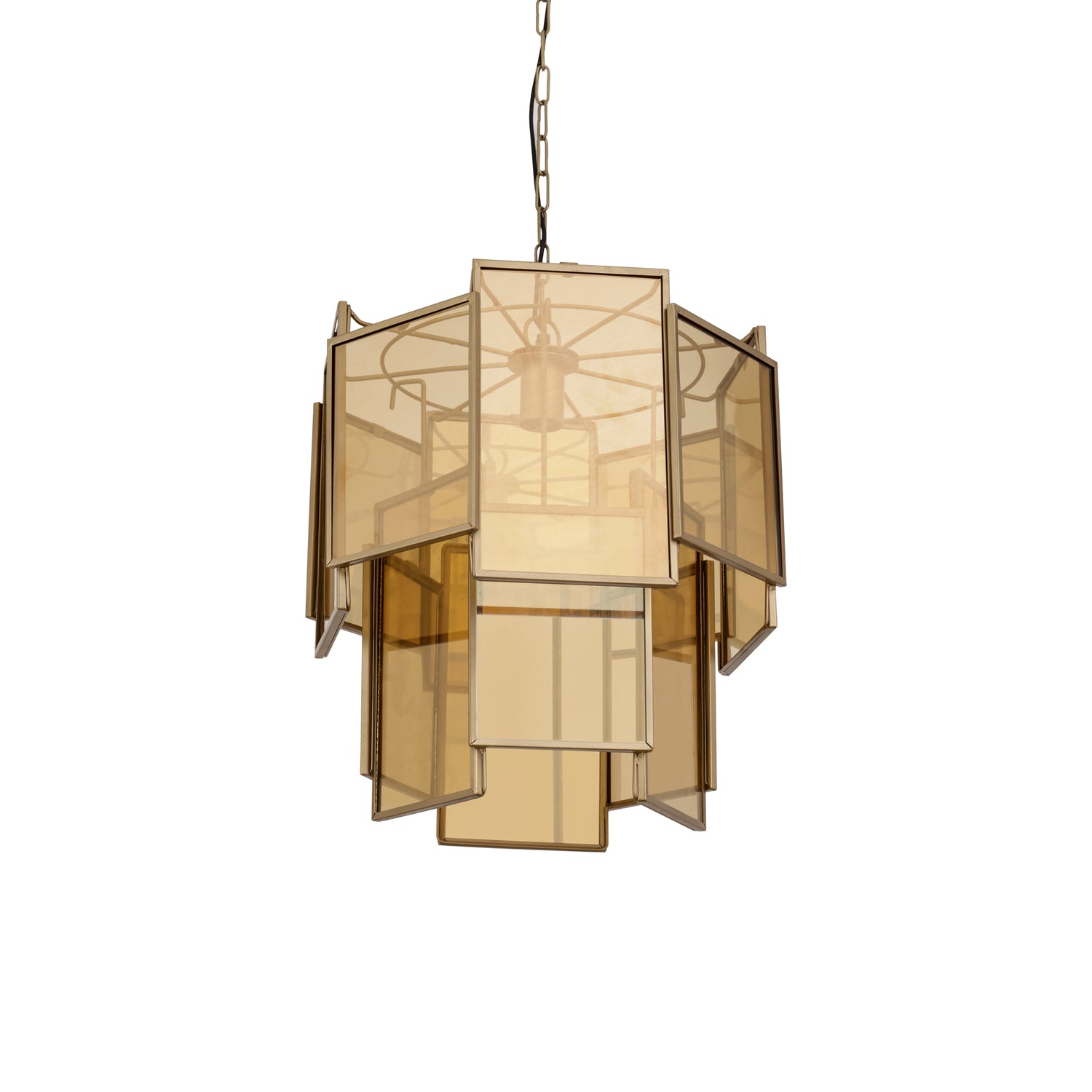 Loucas Brass Lustre Glass Hanging Lamp Layers S