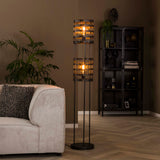 Vloerlamp met 2 Lampen Metal Blinds - 30x30x166 cm - Zwart Nikkel