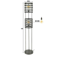 Vloerlamp met 2 Lampen Metal Blinds - 30x30x166 cm - Zwart Nikkel