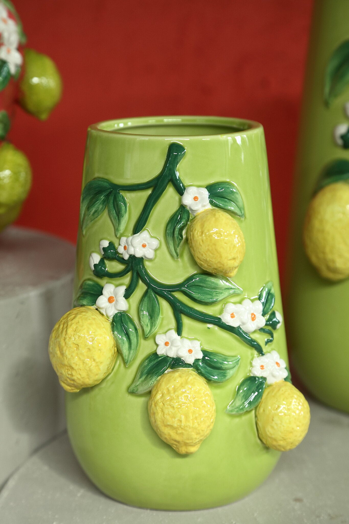 Stacy Green Ceramic Vase With Lemons On Twig S