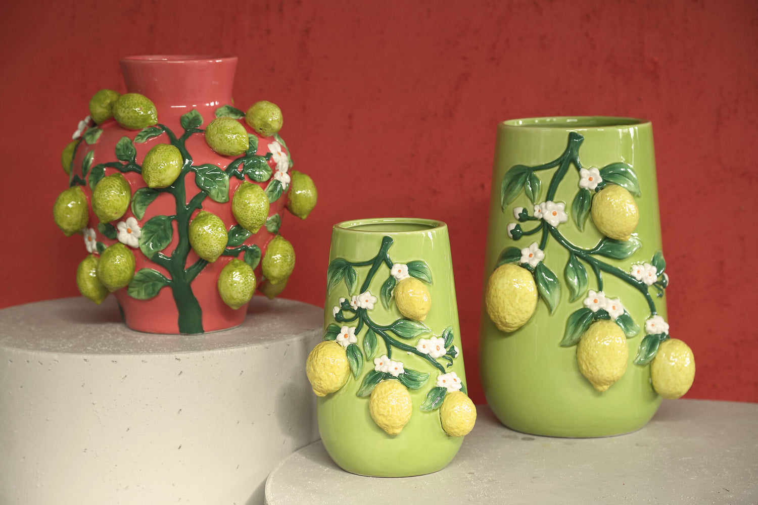 Stacy Green Ceramic Vase With Lemons On Twig L