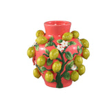 Stacy Pink Ceramic Jar Vase With Lemons On Twig