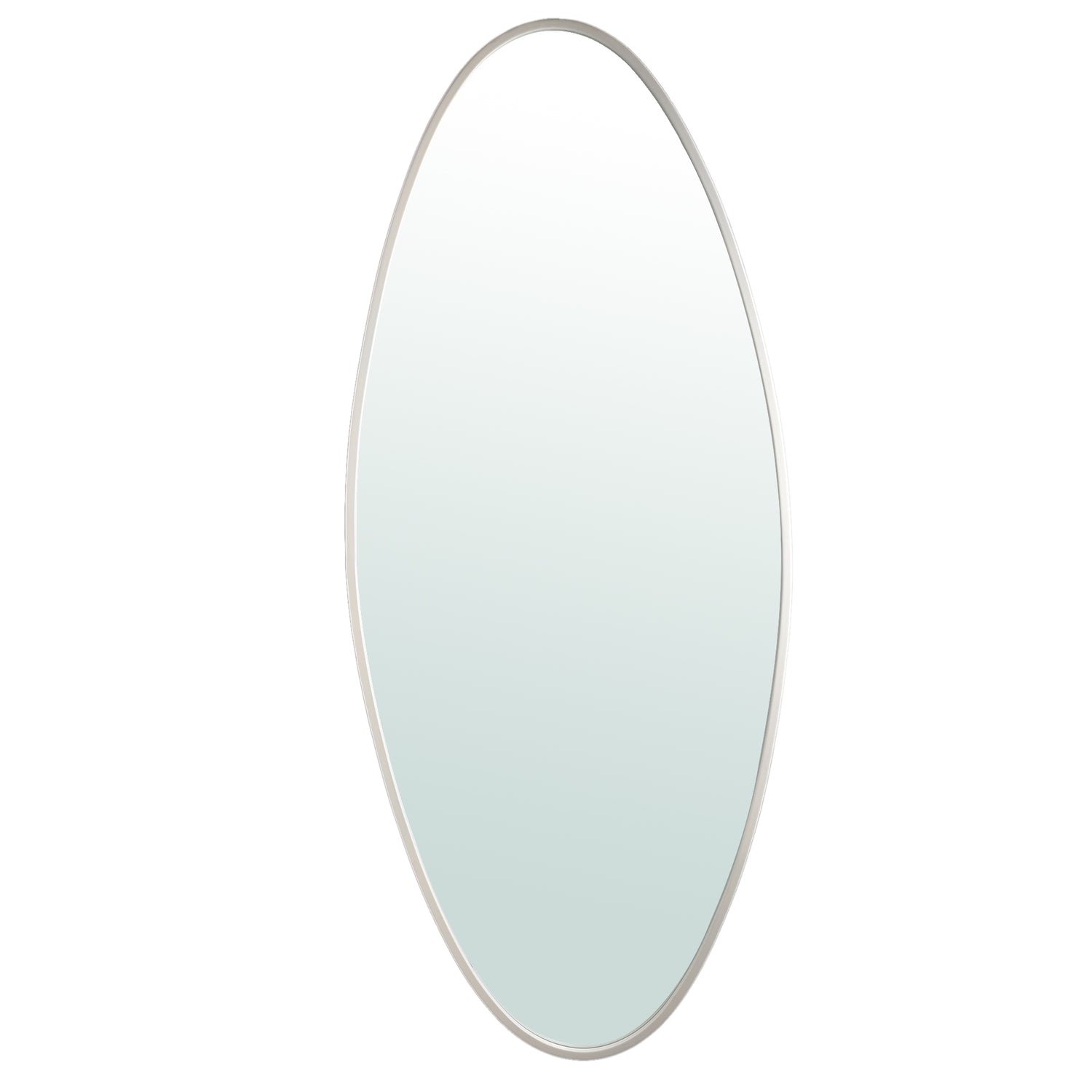Serine White Steel Oval Mirror Large
