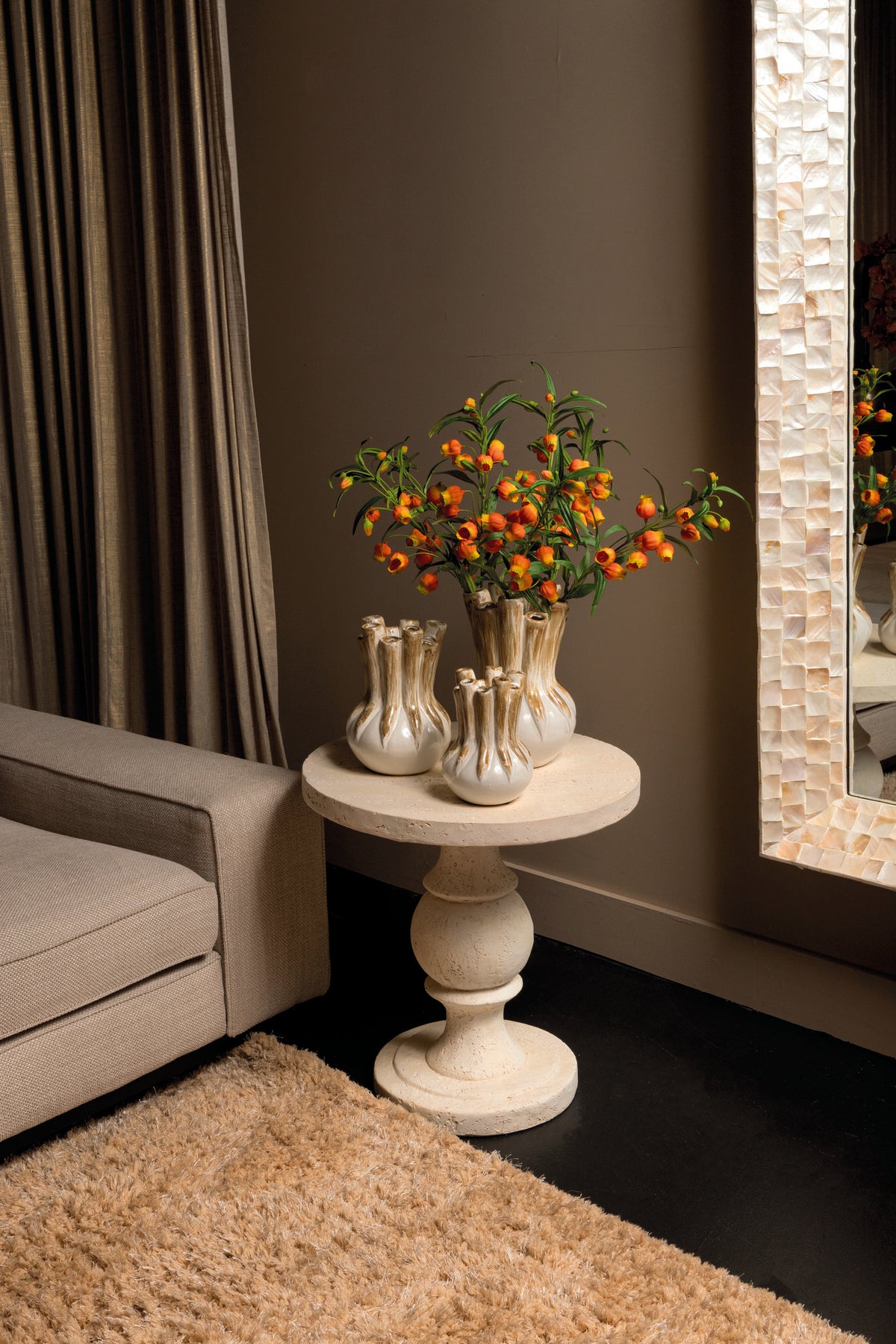 Muza Cream MgO Round Classic Sidetable