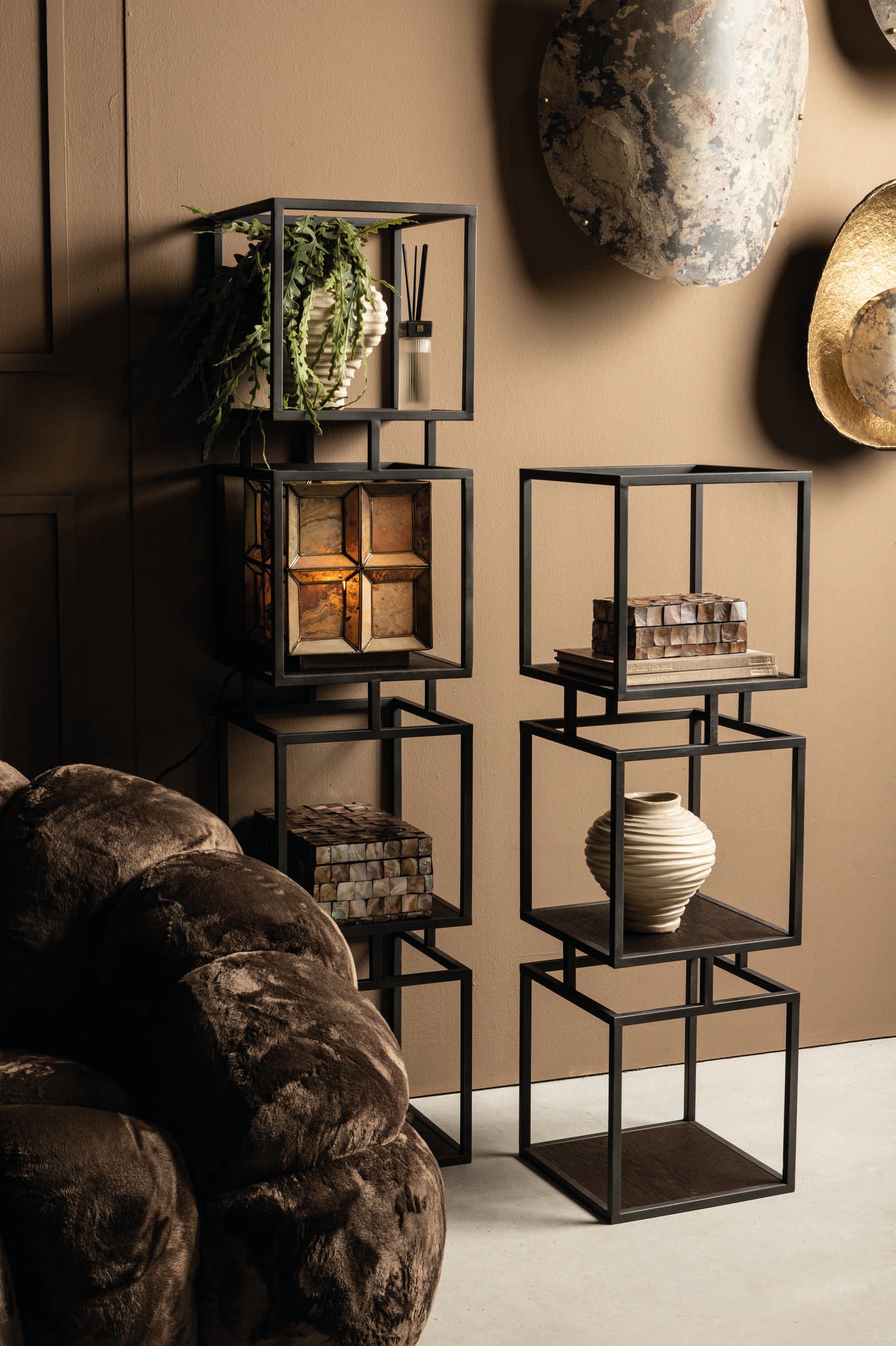 Nanci Black Iron Open Cube Cabinet L