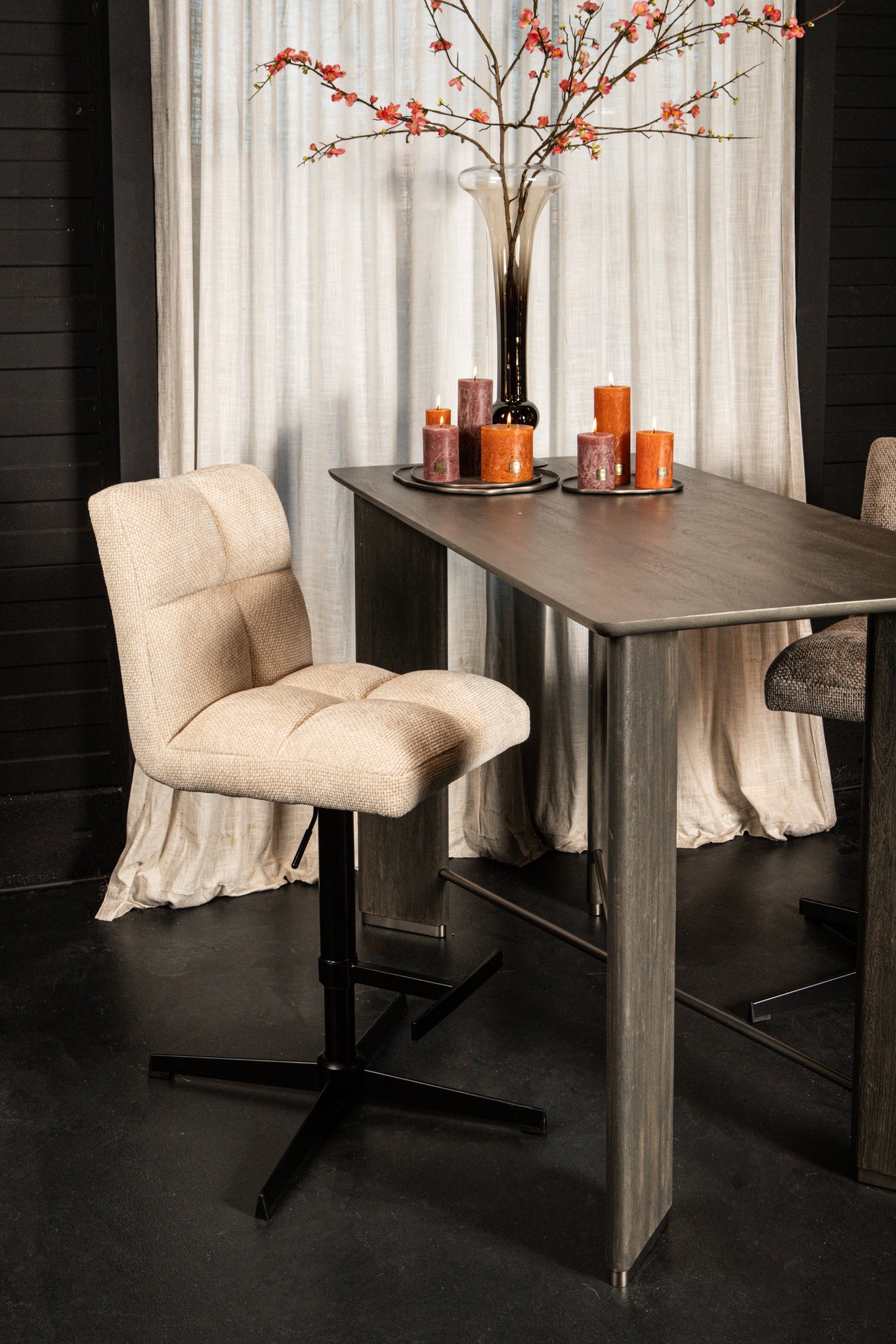Milan Bar Chair Adjustable Cream (set of 2)