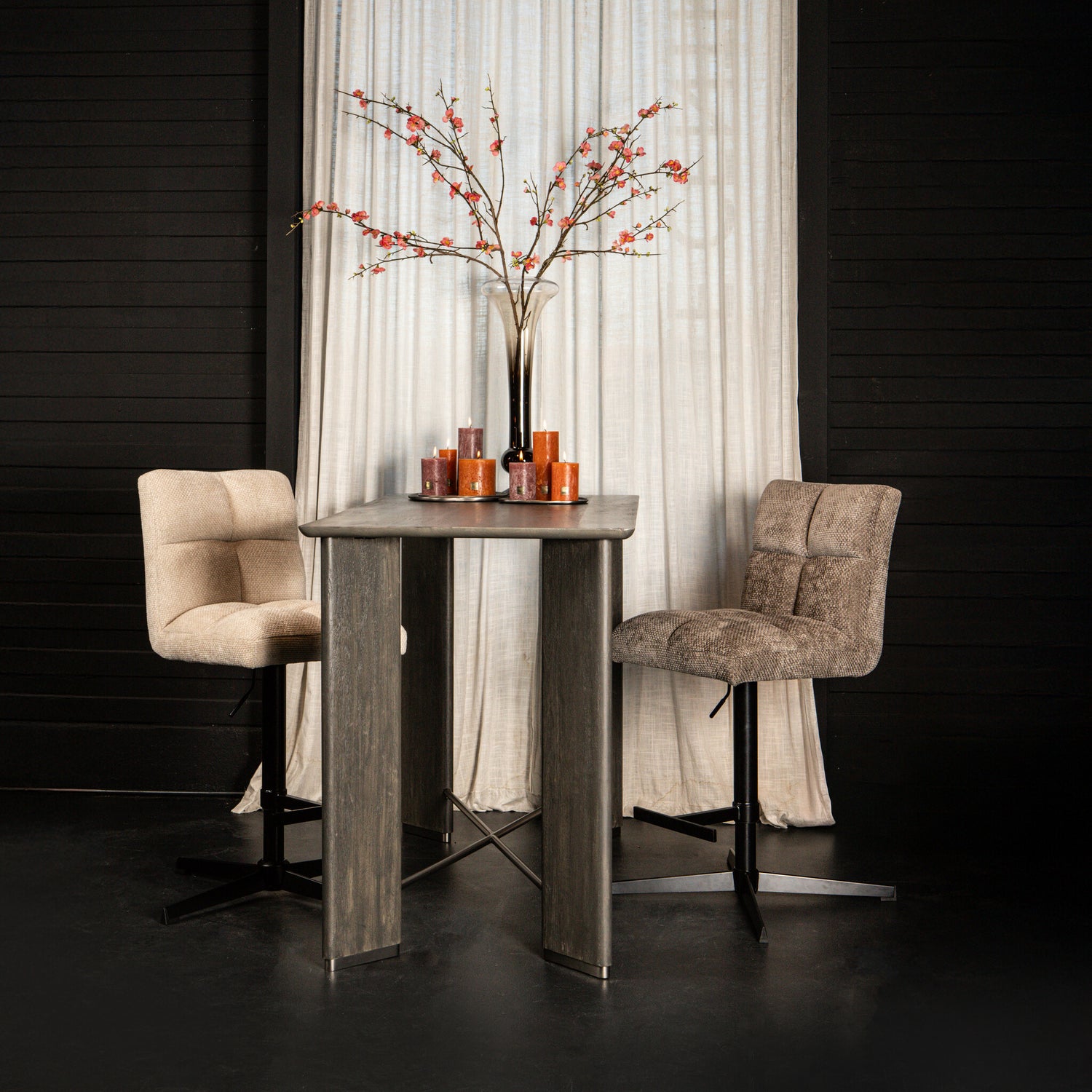 Milan Bar Chair Adjustable Cream (set of 2)