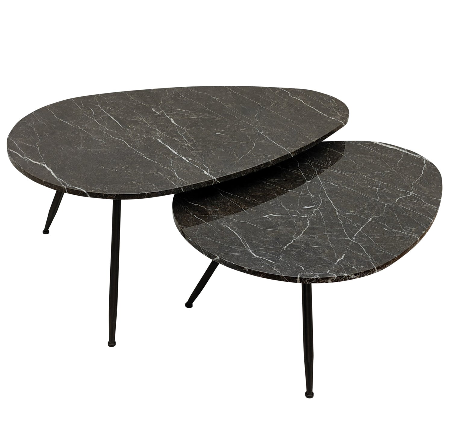 Veria Set Of 2 Coffeetables Brown Marble