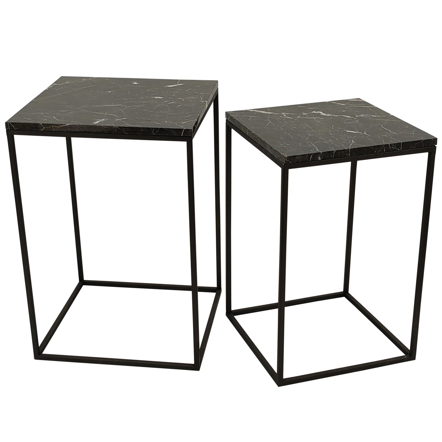 Volos Set Of 2 Side Tables Brown Marble