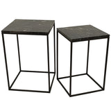 Volos Set Of 2 Side Tables Brown Marble