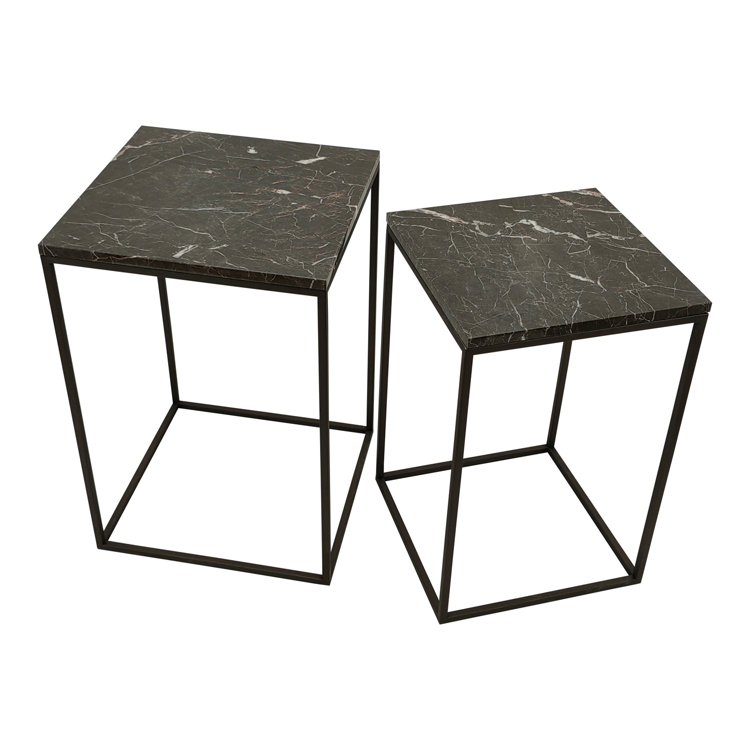 Volos Set Of 2 Side Tables Brown Marble
