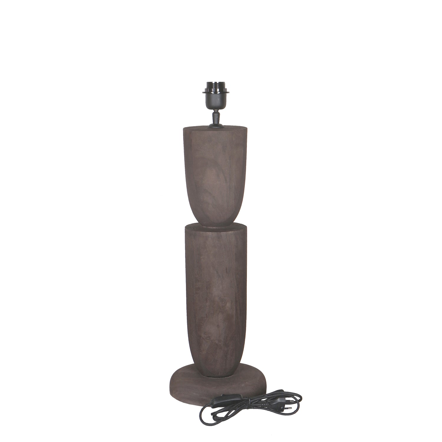 Lorinne Brown Mango Wood Table Lamp Double