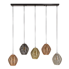 Hanglamp met 5 Lampen Web Mix - 118x26x150 cm - Mat Nikkel Mix Color