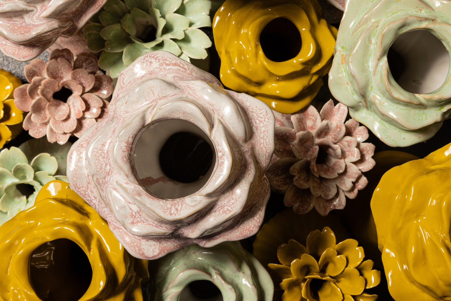 Minerva Mint Green Ceramic Flower Shaped Vase L