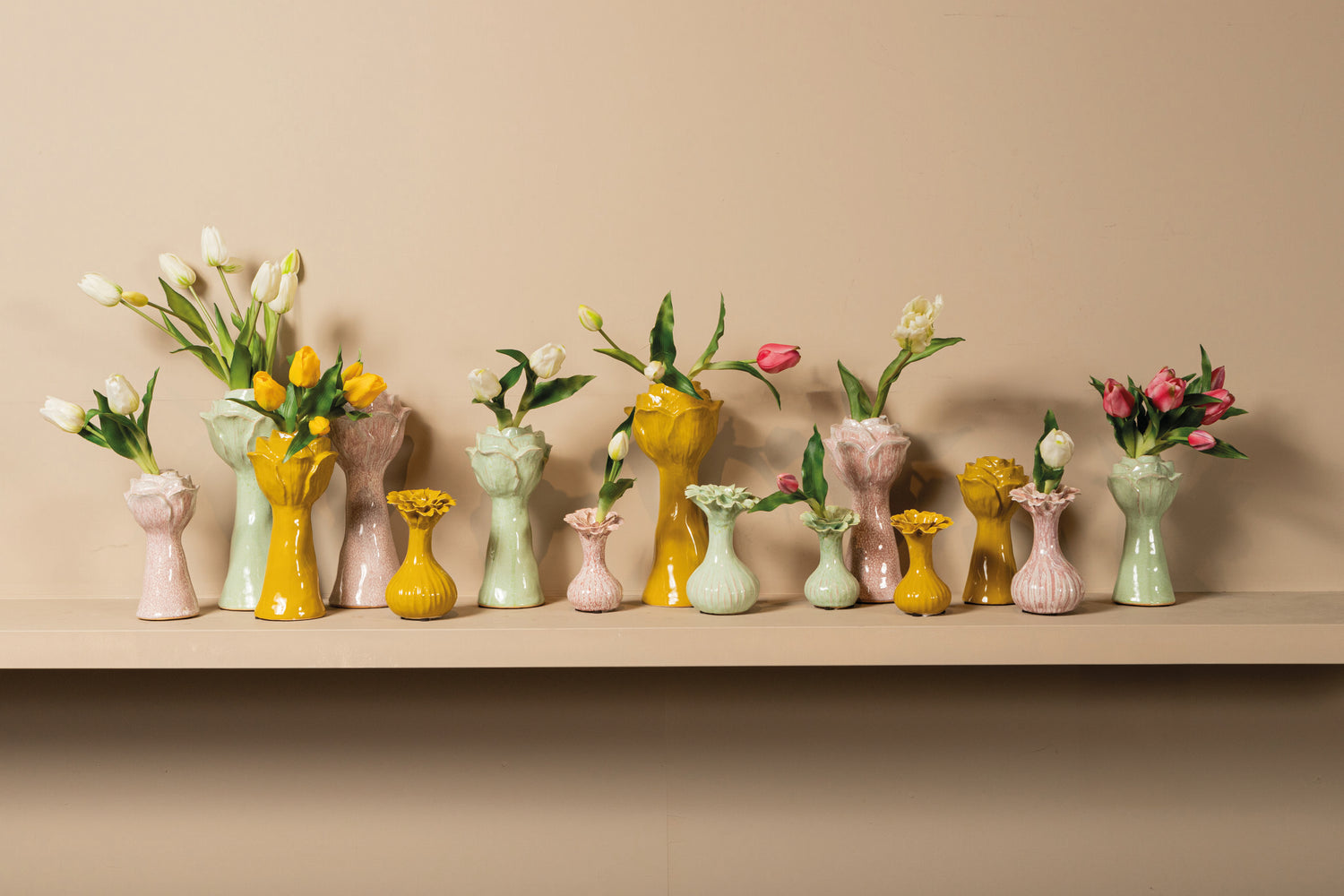 Minerva Yellow Ceramic Flower Shaped Vase L