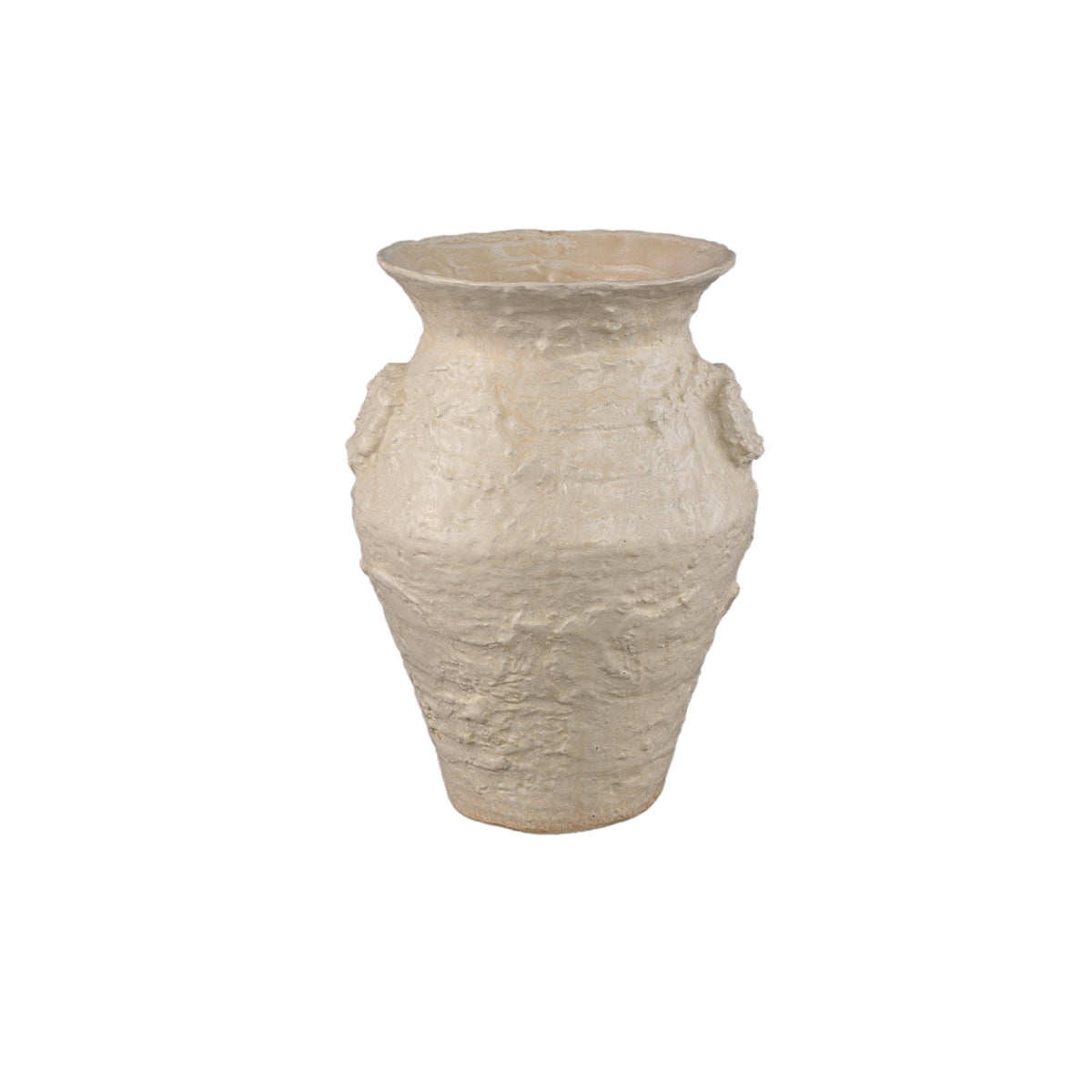 Leandra Beige Round Ceramic Jar Rough Structure M